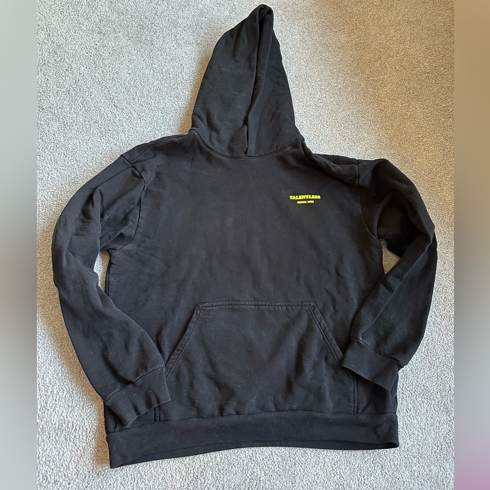 XL TALENTLESS Men's Black Hoodie with Yellow Logo RARE
